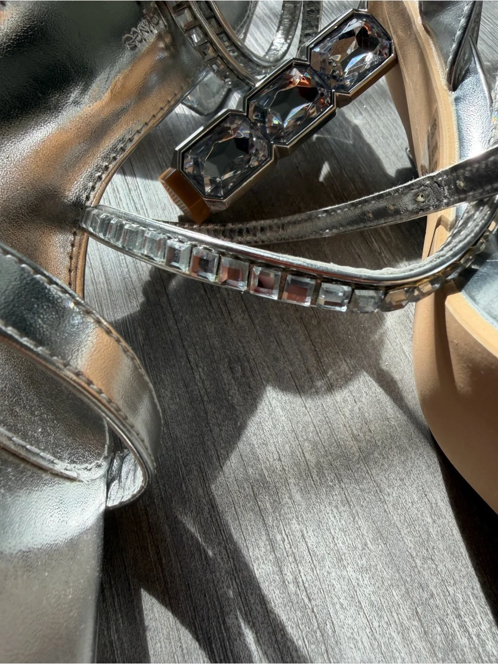 Metallic Silver Strappy Heels